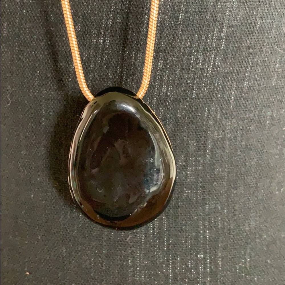 SOLD on gold necklace with black and gold pendant. - Picture 2 of 4